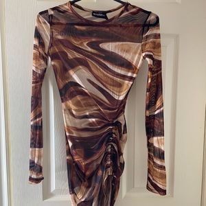 Pretty Little Thing mesh long sleeve dress size S